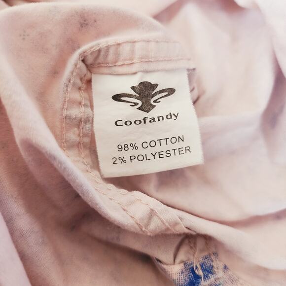 Coofandy Pink Blue Tie Dye Long Sleeve Button Up Shirt Size XXL - Picture 8 of 9